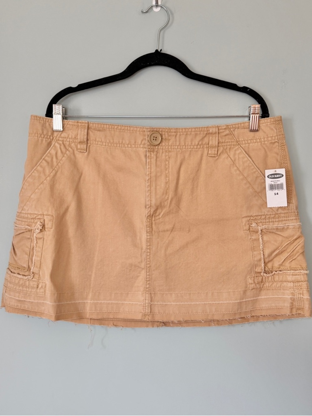NWT Y2K 2006 Vintage Old Navy Khaki Mini Skirt Size 14 | Tan Cargo Utility Skirt
